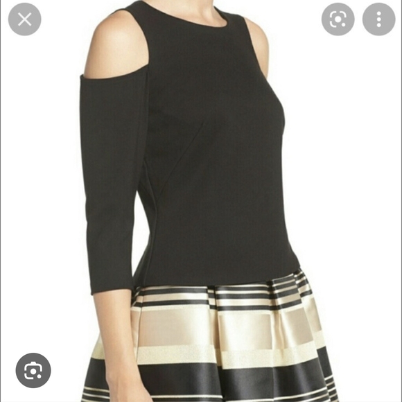 Eliza J Black Cold Shoulder Blouse - Picture 3 of 10